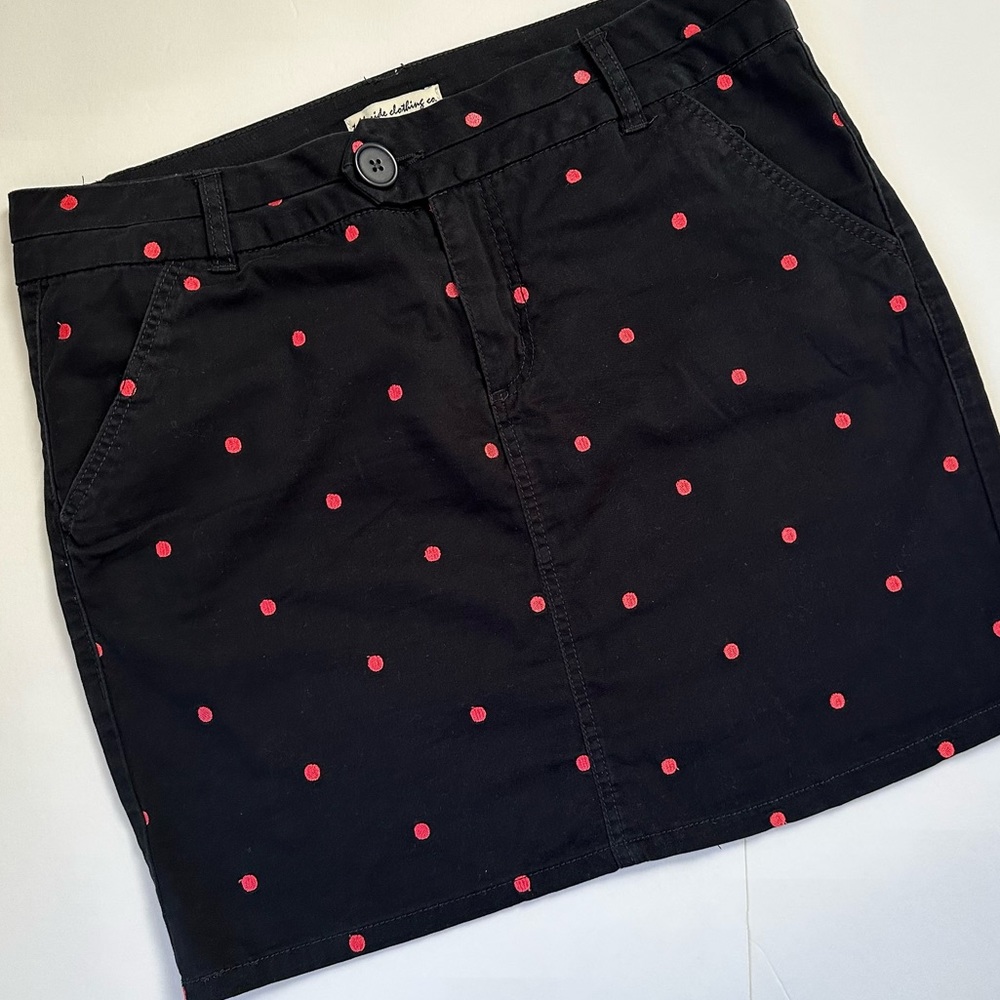 Telluride Clothing Co Polka Dot Skirt Embroidered Black Coral Pink